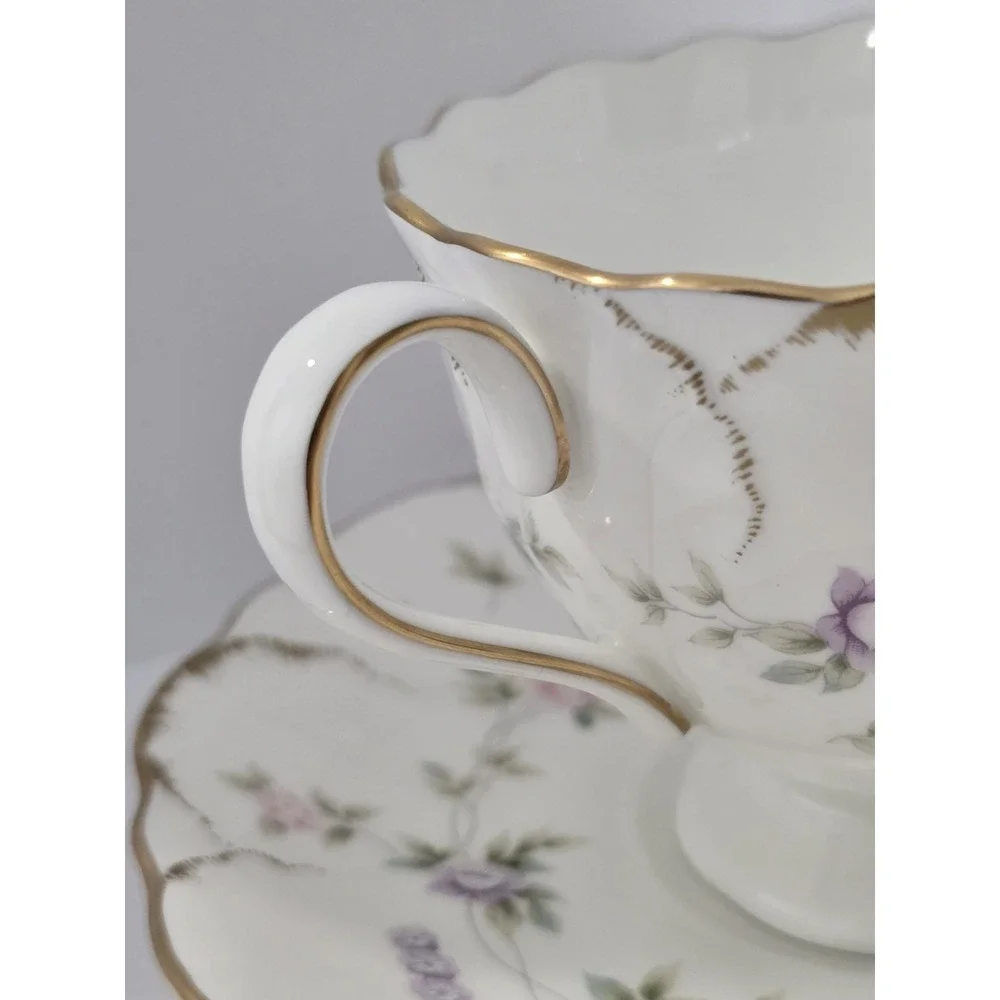 Mikasa Endearment Bone China Cup & Saucer Set Floral Gold Trim